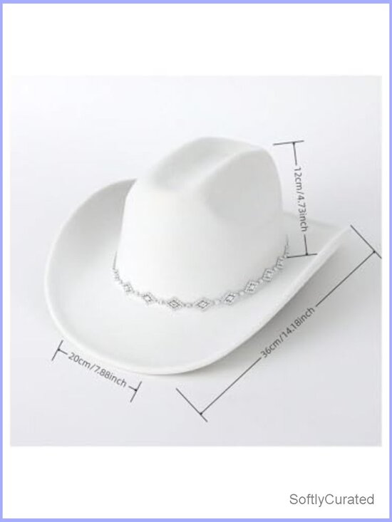 Wide Brim Cowboy Hat Rhinestone Decor Western Cowgirl Hat main image 7